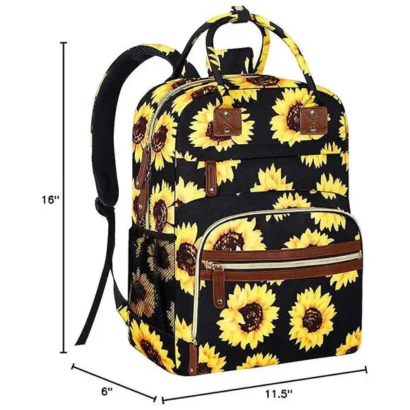 Diaper Bag Backpack for Women Large Capacity, Baby Bag Sunflower Floral - Picture 8 of 8